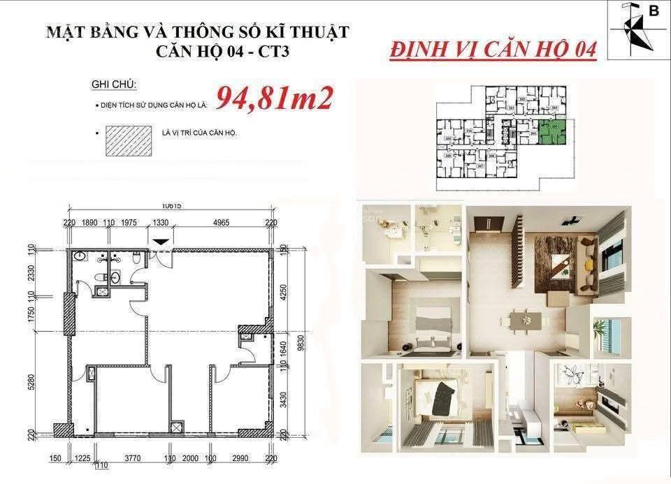 Bán căn góc 3pn 95m2 toà ct3x2 đại kim hoàng mai.  0982 511 ***