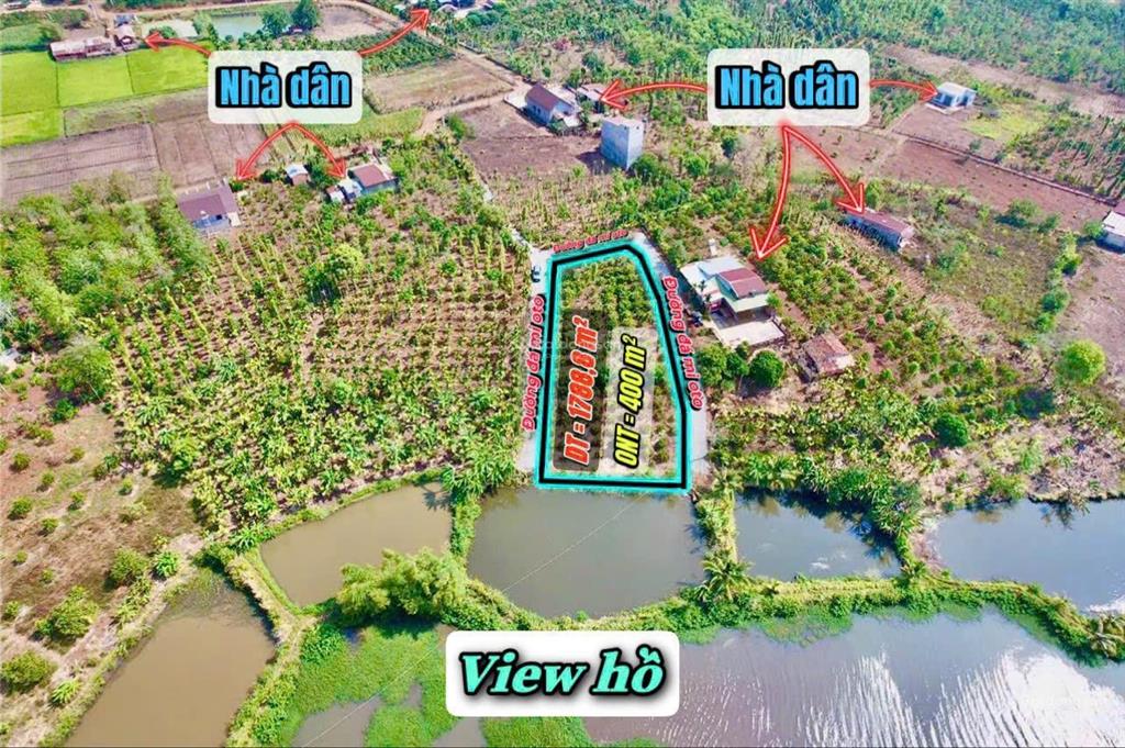 Lô đất 3mt cuối đất giáp hồ mát mẻ, dt 1788,8m2 sẵn 400m2 thổ cư view ôm trọn hồ 56, chỉ 1,7 tỷ