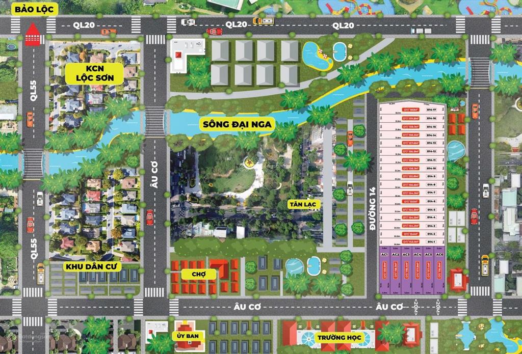 Tân lạc  bảo lâm dt 157m² full thổ sát mặt tiền đường âu cơ quy hoạch 20m đường nhựa giá chỉ 5xxtr