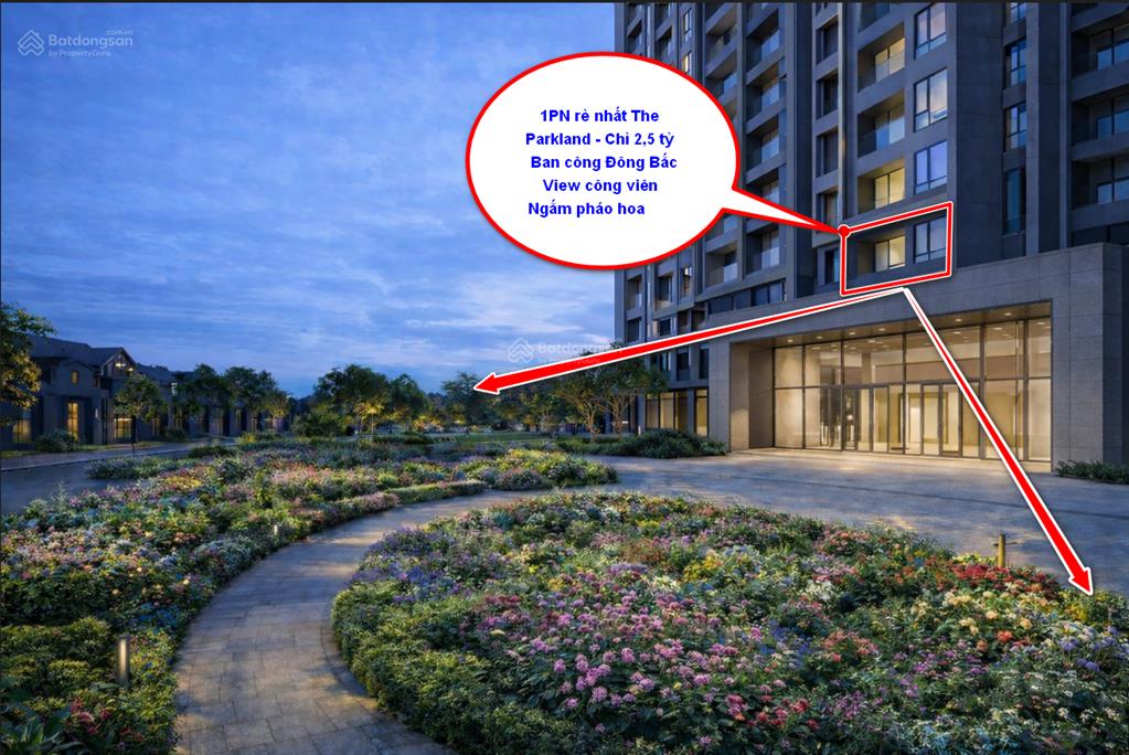 Độc nhất vô nhị 1pn rẻ như căn studio 2.54tỷ  đông bắc view công viên ngắm pháo hoa the parkland