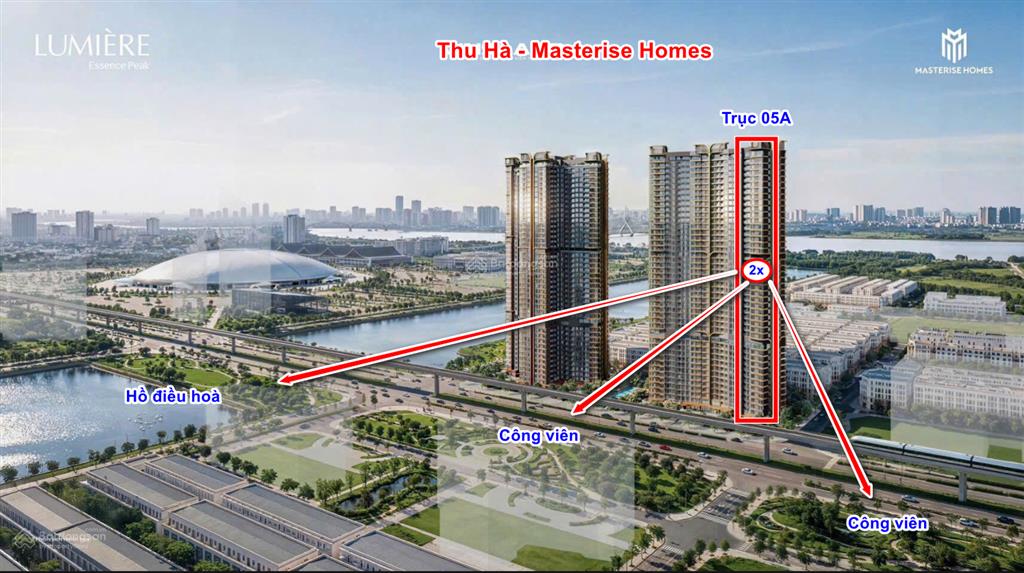Biệt thự vip trên không 3pn rộng nhất tầng trung  view hồ điều hoà, công viên lumiere essence peak