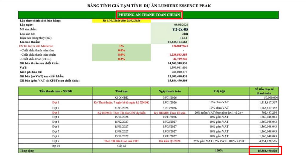 Biệt thự vip trên không 3pn rộng nhất tầng trung  view hồ điều hoà, công viên lumiere essence peak