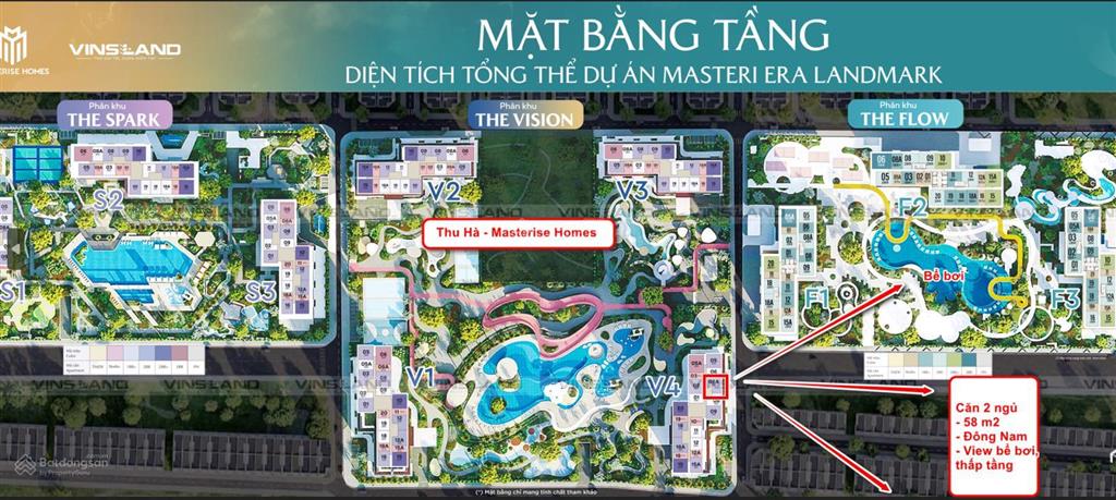 Mò kim đáy bể 2pn  tầng trung đông nam ôm trọn bể bơi ân hạn gốc lãi 5 năm  masteri era landmark