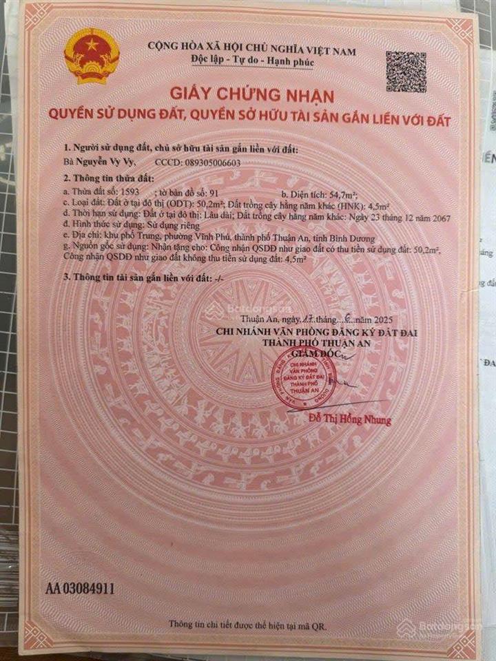 Bán đất tại vĩnh phú 19, giá 2,6tỷ, dt 55m