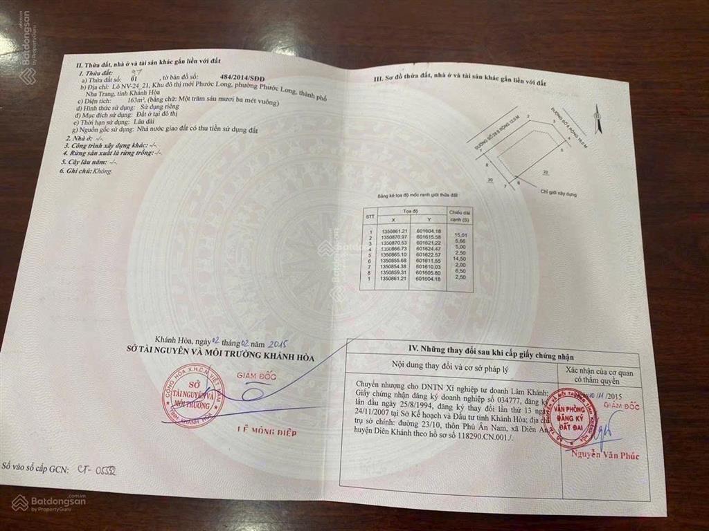 Bán lô góc mặt tiền đường hoàng đình giong kđt phước long a nha trang giá tốt