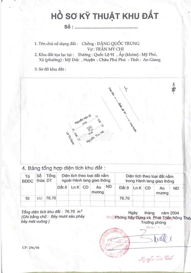 Đất Thổ cư mặt tiền Quốc Lộ 91 chắn trước KDL Vạn Hương Mai