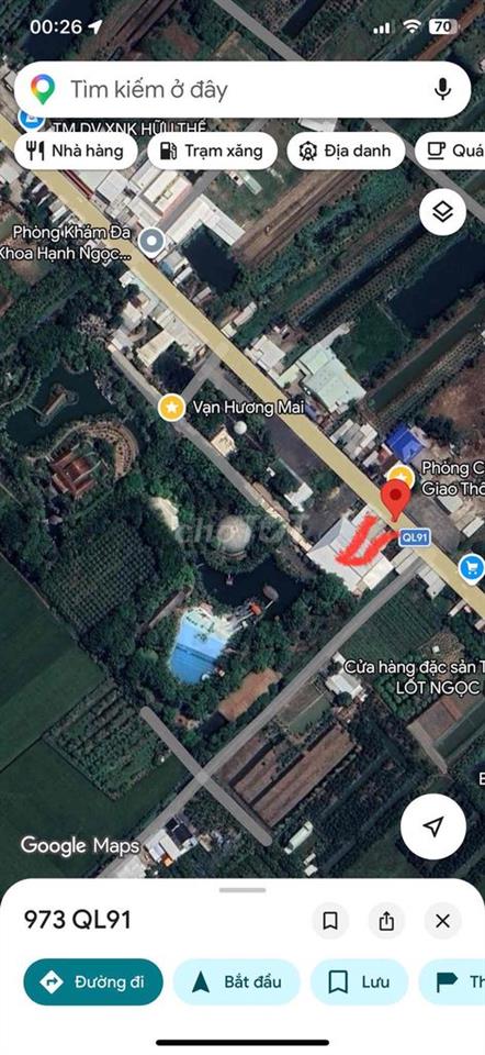 Đất Thổ cư mặt tiền Quốc Lộ 91 chắn trước KDL Vạn Hương Mai
