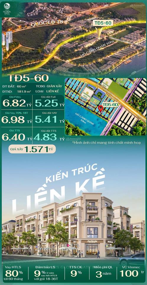 Bán căn liền kề tđ5  60 diện tích 60m2, giá tốt của thị trường, sau chiết khấu 4 tỷ 886tr