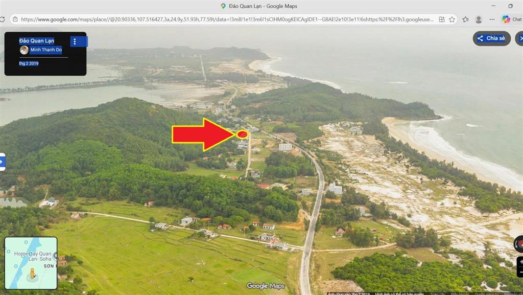 Bán đất trục chính đảo minh châu quan lạn, bãi biển sơn hào, dt 1000m2, đông nam, giá 9 tr/m2