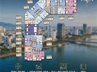 Bán cc tại sun symphony residence, 6,x tỷ, 52,3 m2, 1pn+1, 1wc tầng trung 1520 view sát sông hàn