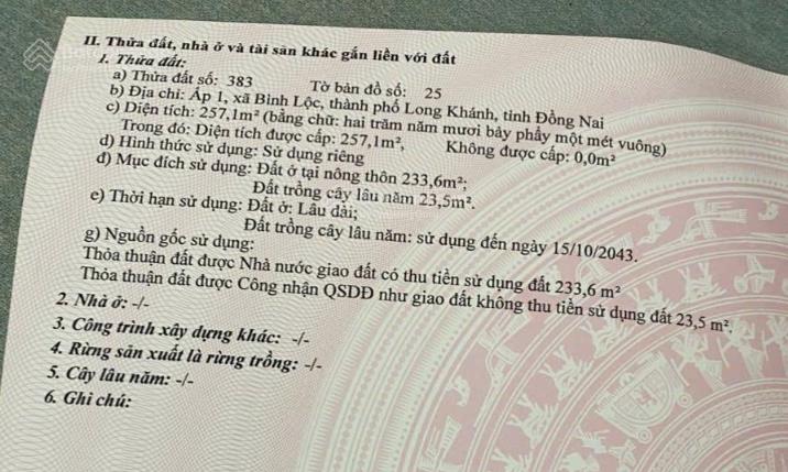 Hot! hàng hiếm tại bình lộc, 30 triệu / m2, 257.1m2, mặt tiền lê a, ngay chợ bình lộc