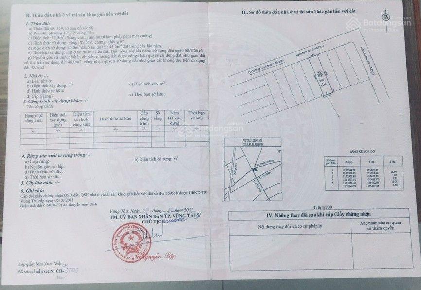 Bán lô đất thổ cư hẻm 1 đường chi lăng, phường phước thắng, tp hcm