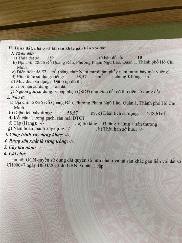 Nợ ngân hàng cần bán gấp nhà riêng tại quận 1, ngay phố đi bộ bùi viện