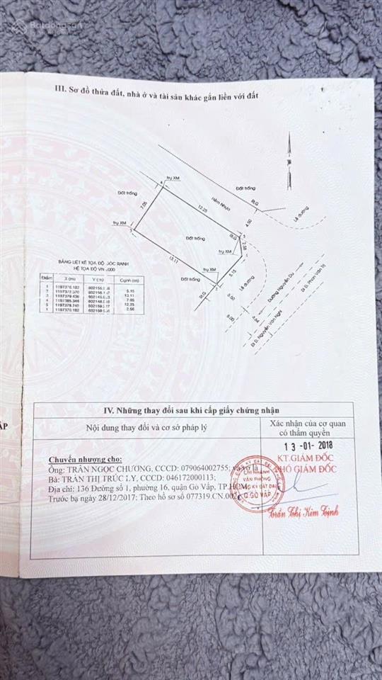 Bán lô đất góc hai mặt tiền nguyễn du, phường 7, gò vấp