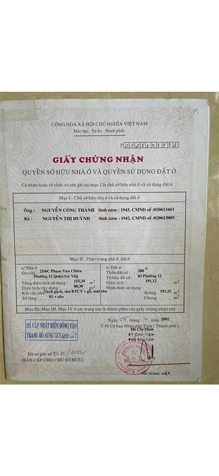 Bán nhà mặt tiền cây trâm, phường thông tây hội