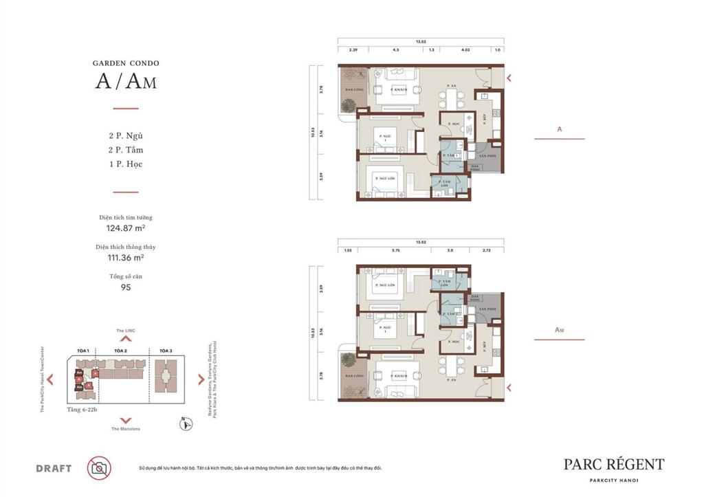 Bán căn 111m2 3pn ( 2 phòng ngủ to+1 ngủ nhỏ) ở parc régent giá cực tốt 12,3 tỷ.  0963 689 ***