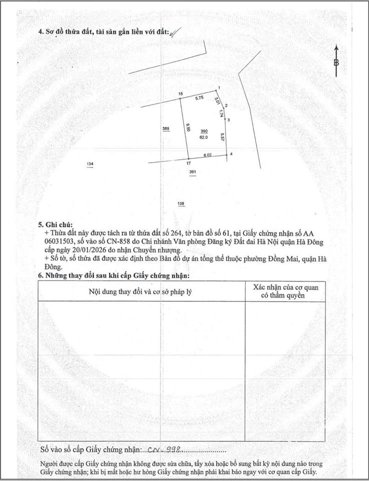 Bán đất 62 m2, giá thỏa thuận tại đường 6, đồng mai, quận hà đông, hà nội
