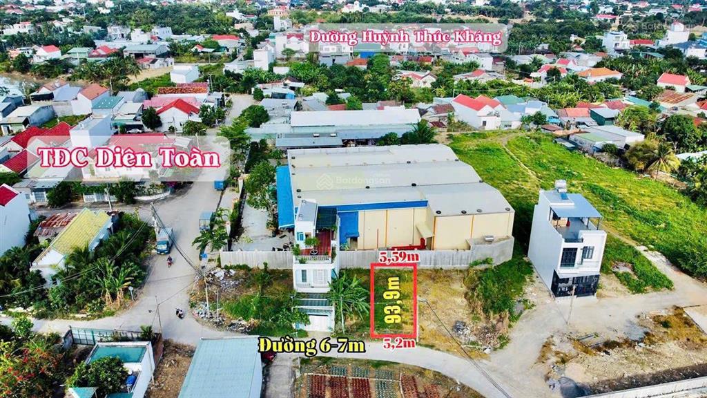 Đất diên khánh gần võ nguyên giáp, cạnh tđc diên toàn dt 93,9m² full thổ cư, giá 1,95 tỷ