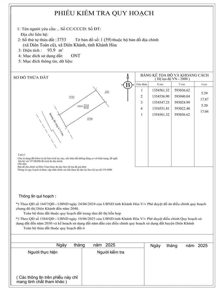 Đất diên khánh gần võ nguyên giáp, cạnh tđc diên toàn dt 93,9m² full thổ cư, giá 1,95 tỷ