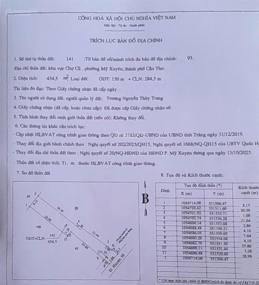 Bán đất ruộng 11700 m2, mặt tiền đường nhựa lớn, phường mỹ xuyên, tp. cần thơ. giá 2.6 tỷ