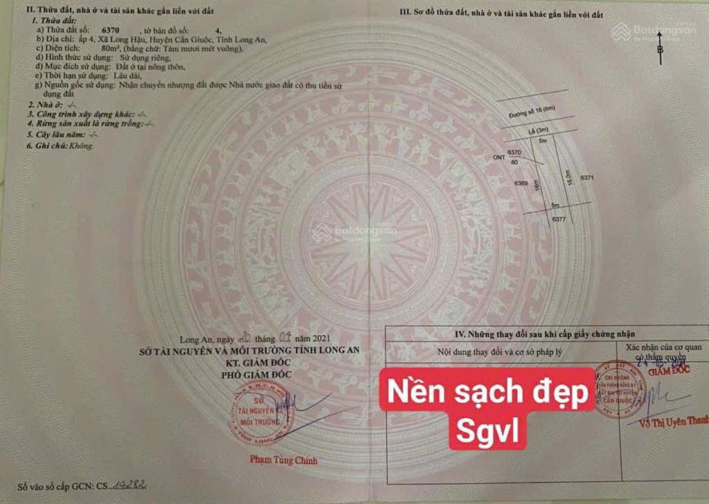 Bán đất nền khu d2 trên đường số 16(12m) giá 2 ty 070tr dt 80m2(5x16) kdc sài gòn village long hậu