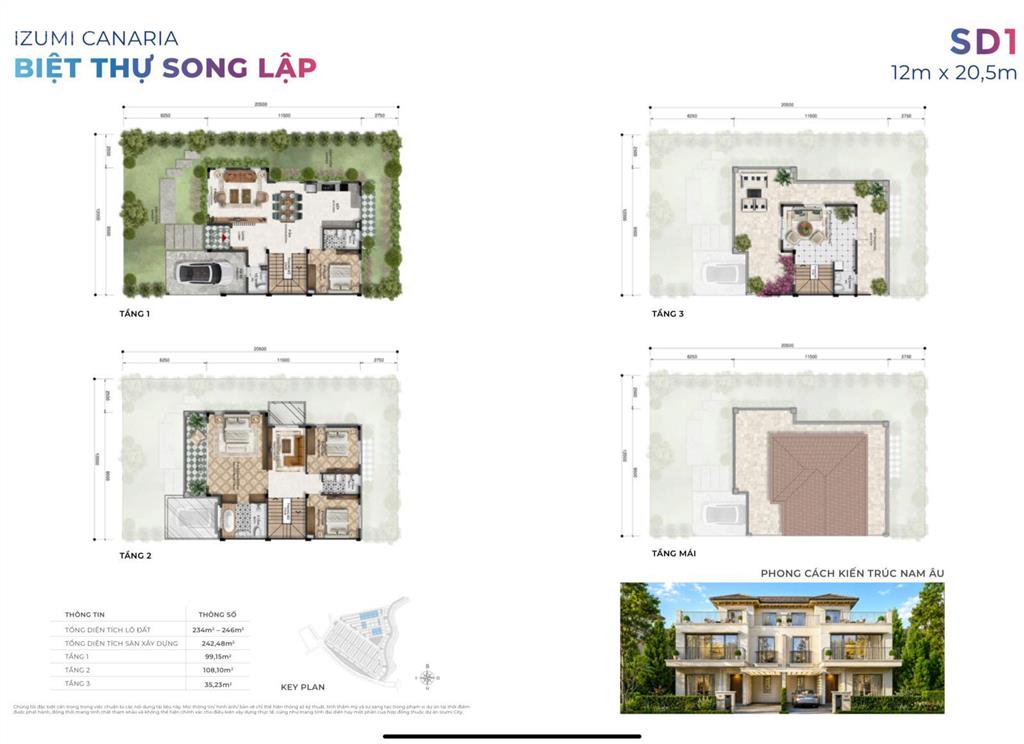 Suất ngoại giao, mặt tiền công viên 5000m2. biệt thự song lập izumi canaria. dt 12x20,5. chỉ 16ty
