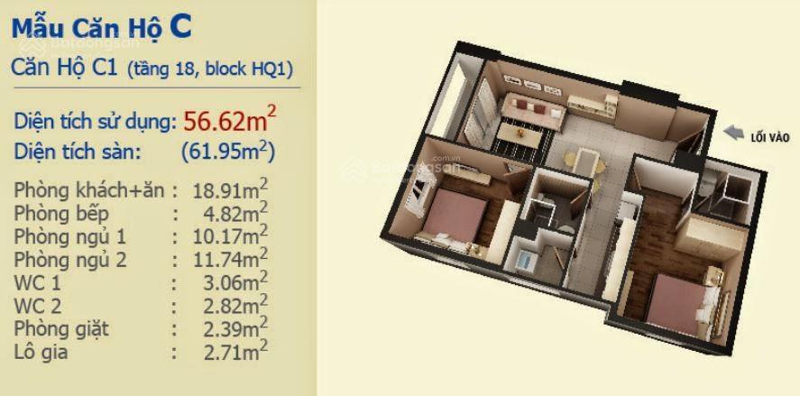 Bán căn góc 61m² tầng thấp hqc plaza giá chỉ 1,350 tỷ, nhà trống nhận nhà ở ngay.  0937 379 ***