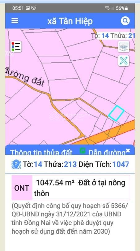 Tôi là chính chủ bán 1200m2 đất (29mx42m), giá 3tỷ6, sổ hồng riêng xã tân hiệp, long thành, đn