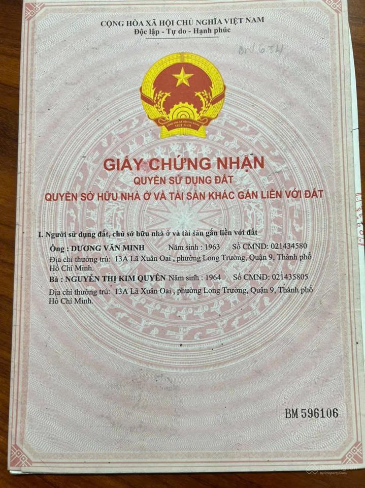 Chủ cần bán nhà hẻm đường lã xuân oai đang mở rộng 30m. hẻm 3m diện tích 67m, ngang 4,5m full thổ